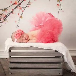 Newborn Baby Pink Tutu & Headband Photography Prop